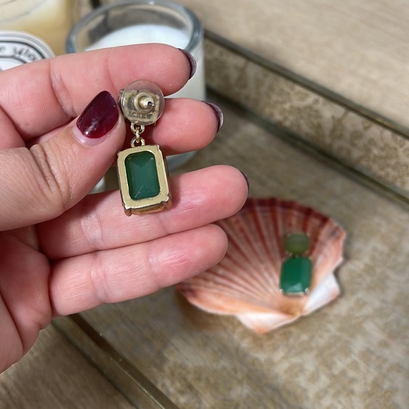 JCrew Green Gem Drop Earrings - Picture 3 of 3